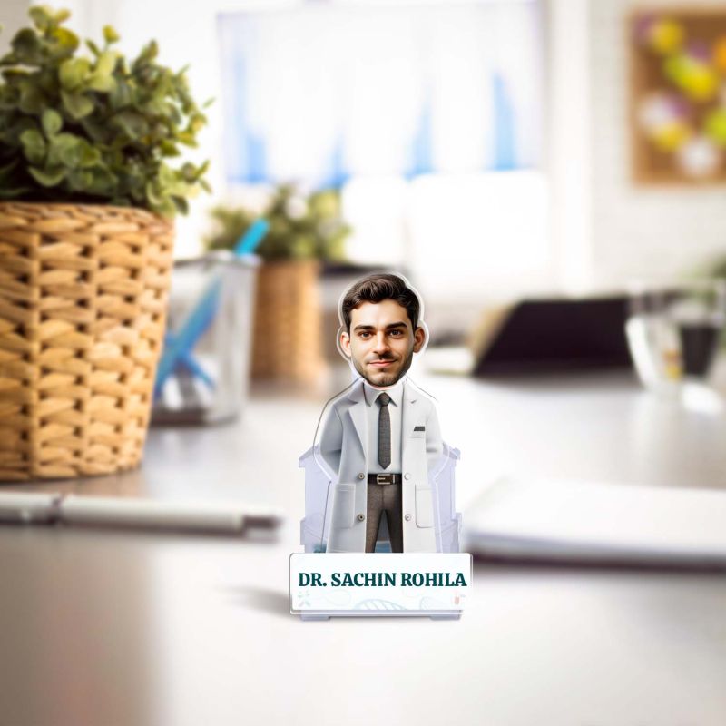 Personalized Doctor Car Dashboard Shaking Head with Battery Operated | Customized with Funny Face & Name Caricature Birthday Gift for Doctor | Idol for Doctor Clinic Desk Table Decor